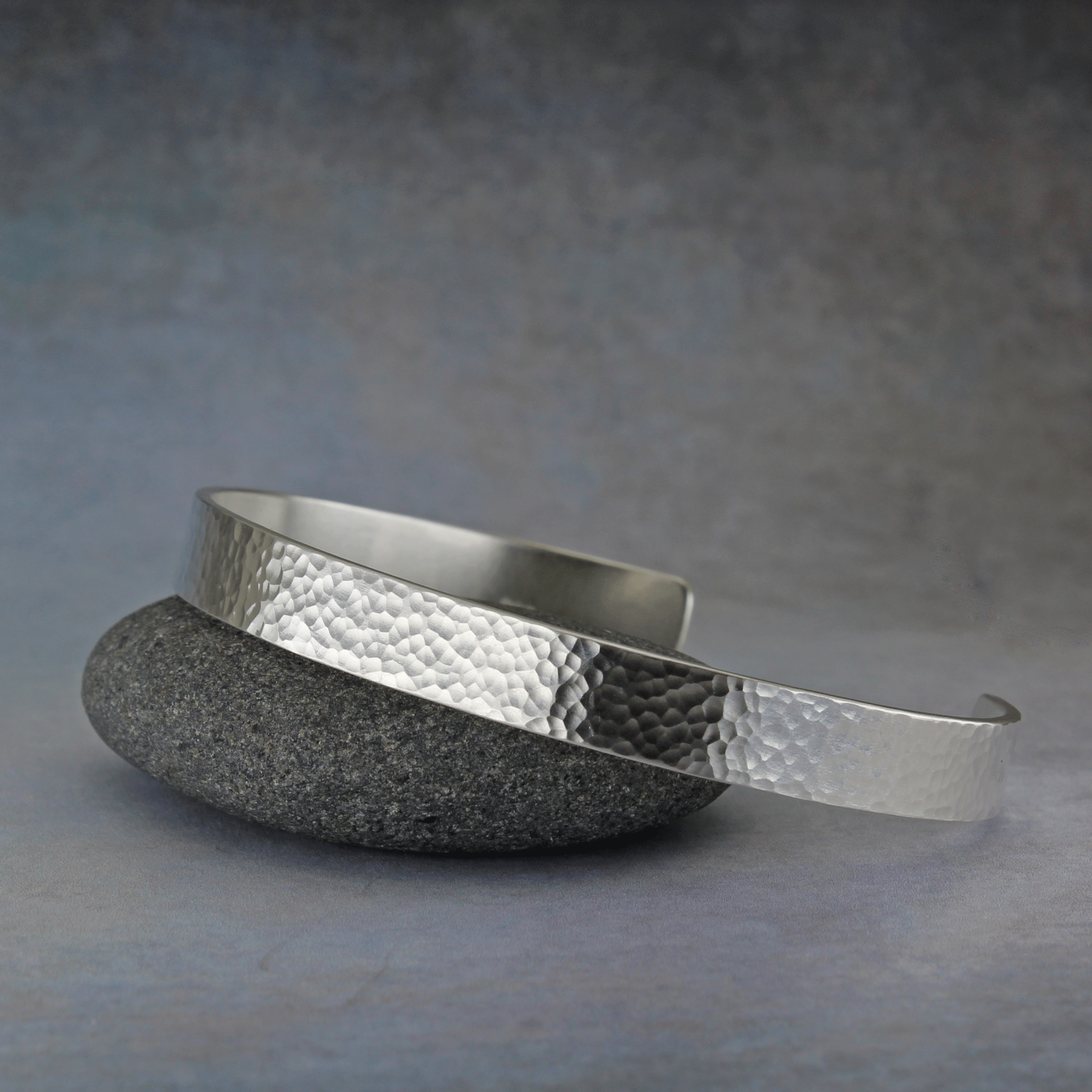 Hammered sterling silver bracelet cuff with custom inscription