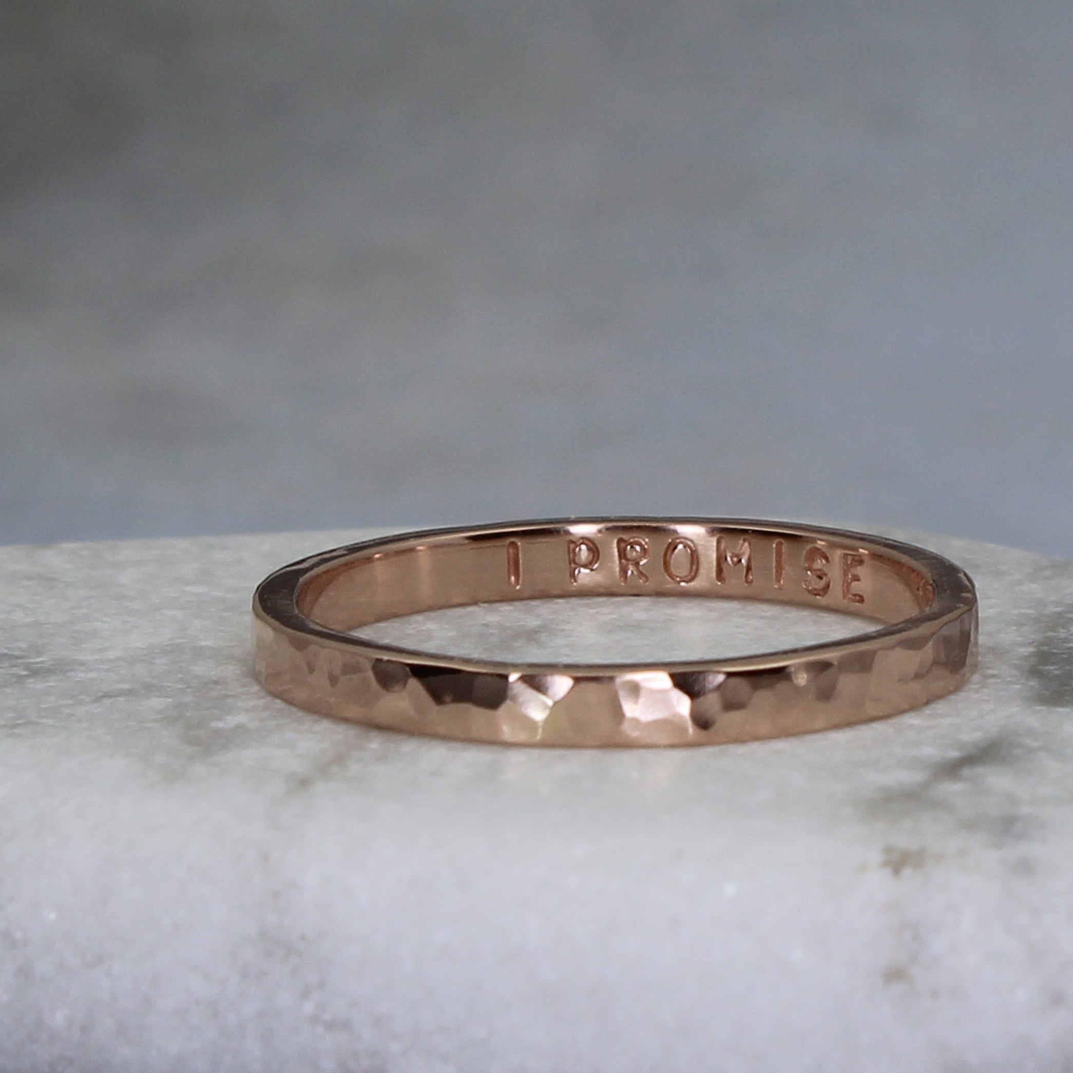 personalized hammered rose gold ring