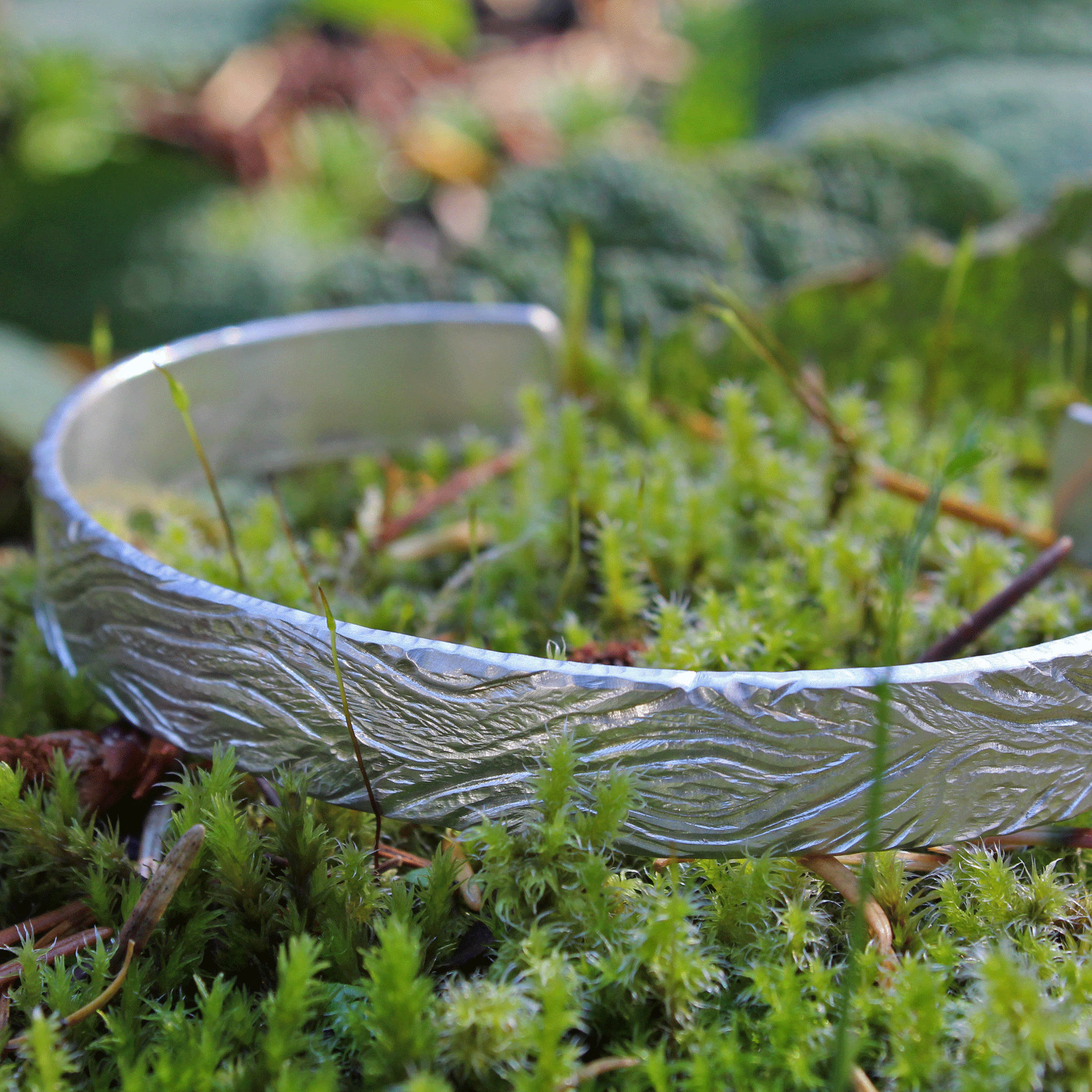 Wood Pattern Sterling Silver Cuff Bracelet – Hand-Carved Custom Design