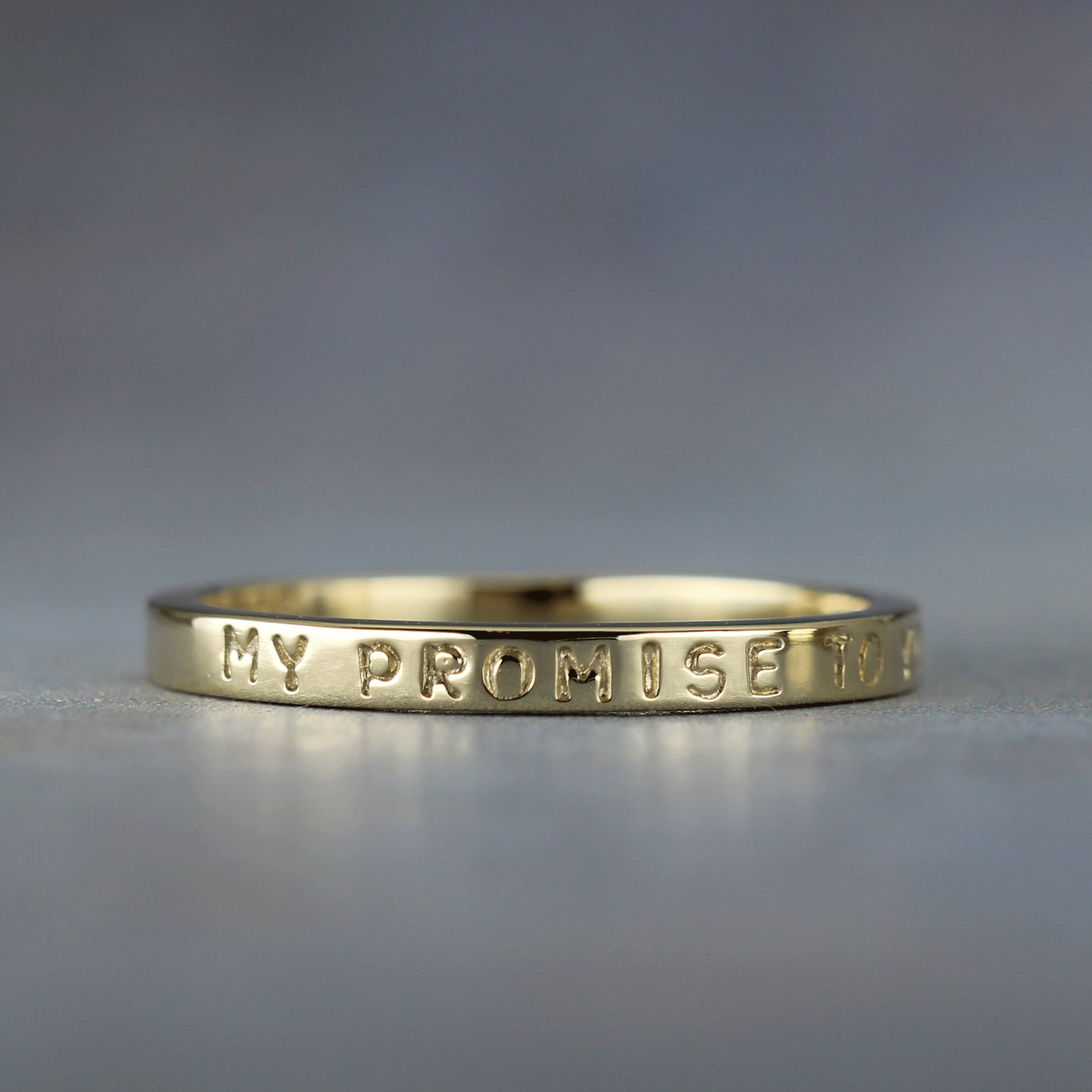 Handmade personalized gold ring, 2mm wide band