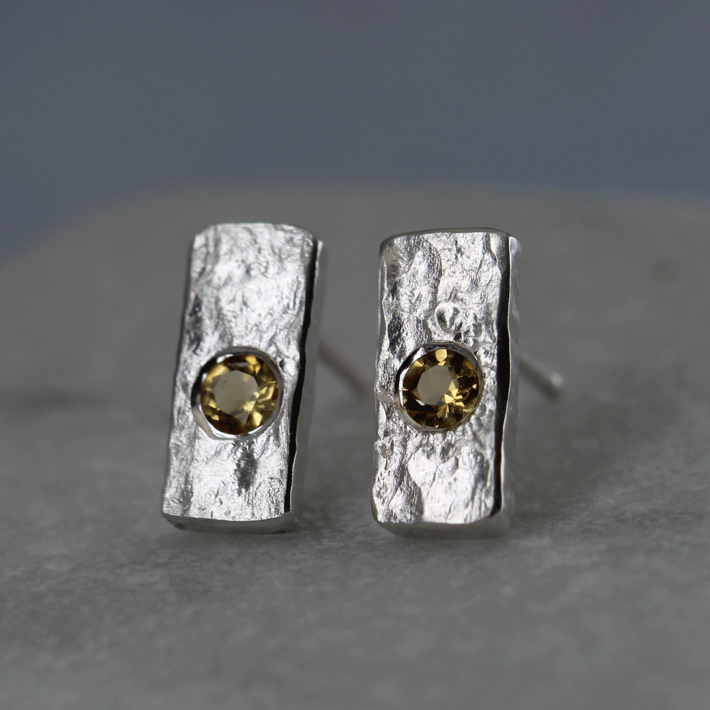 Handmade citrine post bar earrings