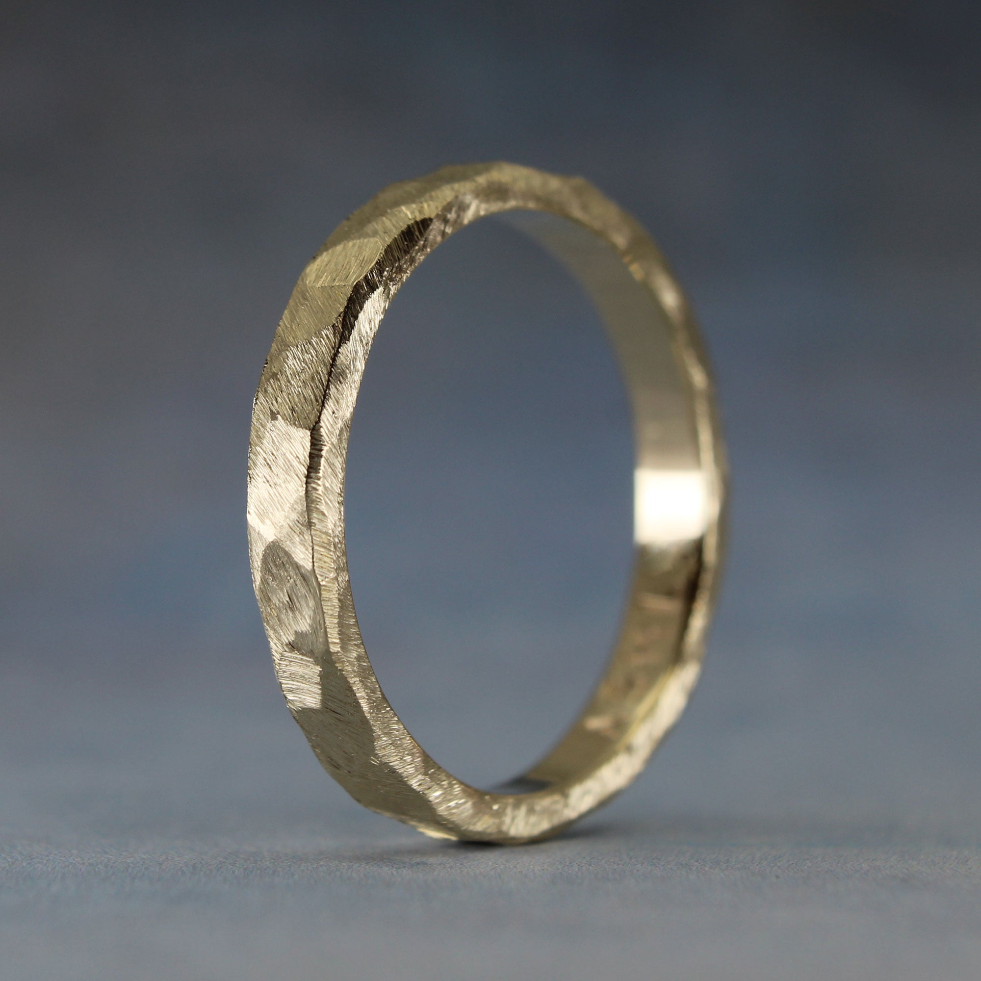 Unique handmade gold ring 3mm wide