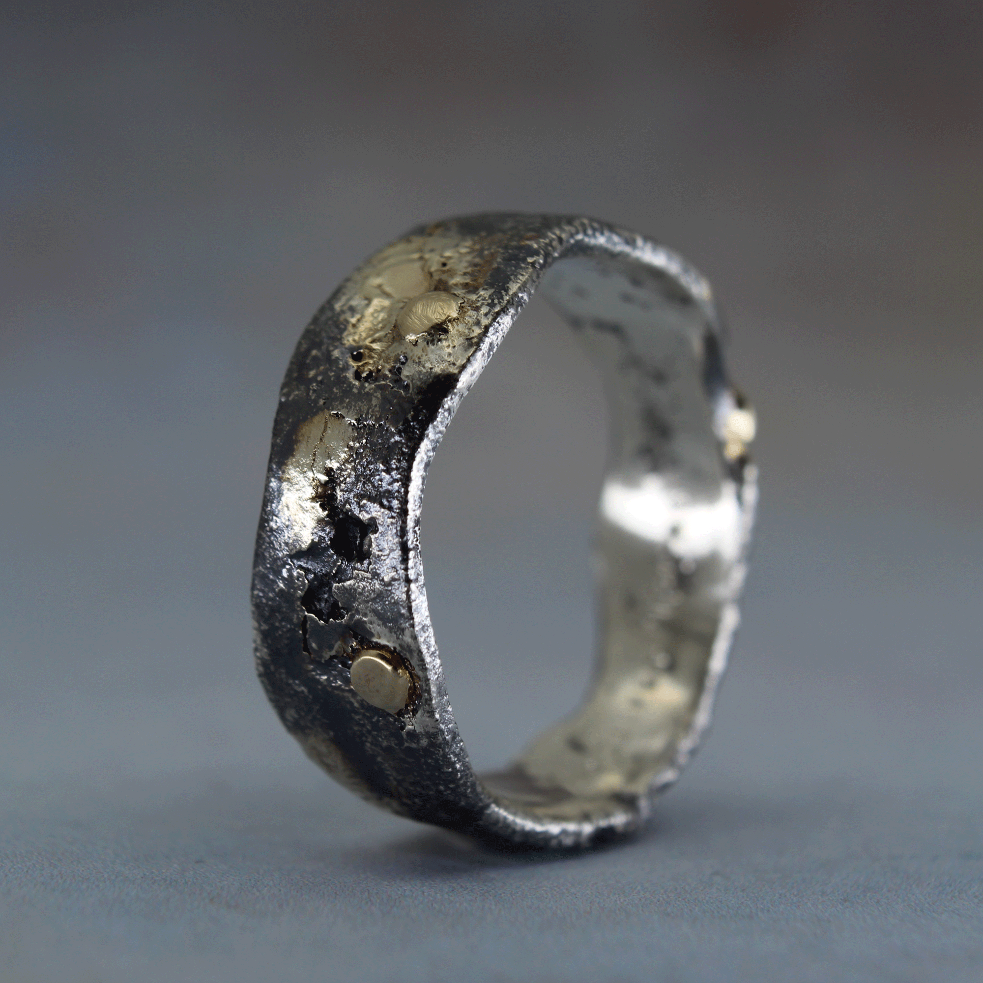 One-of-a-Kind Fused Sterling silver and 14k Ring - Size 11 Only