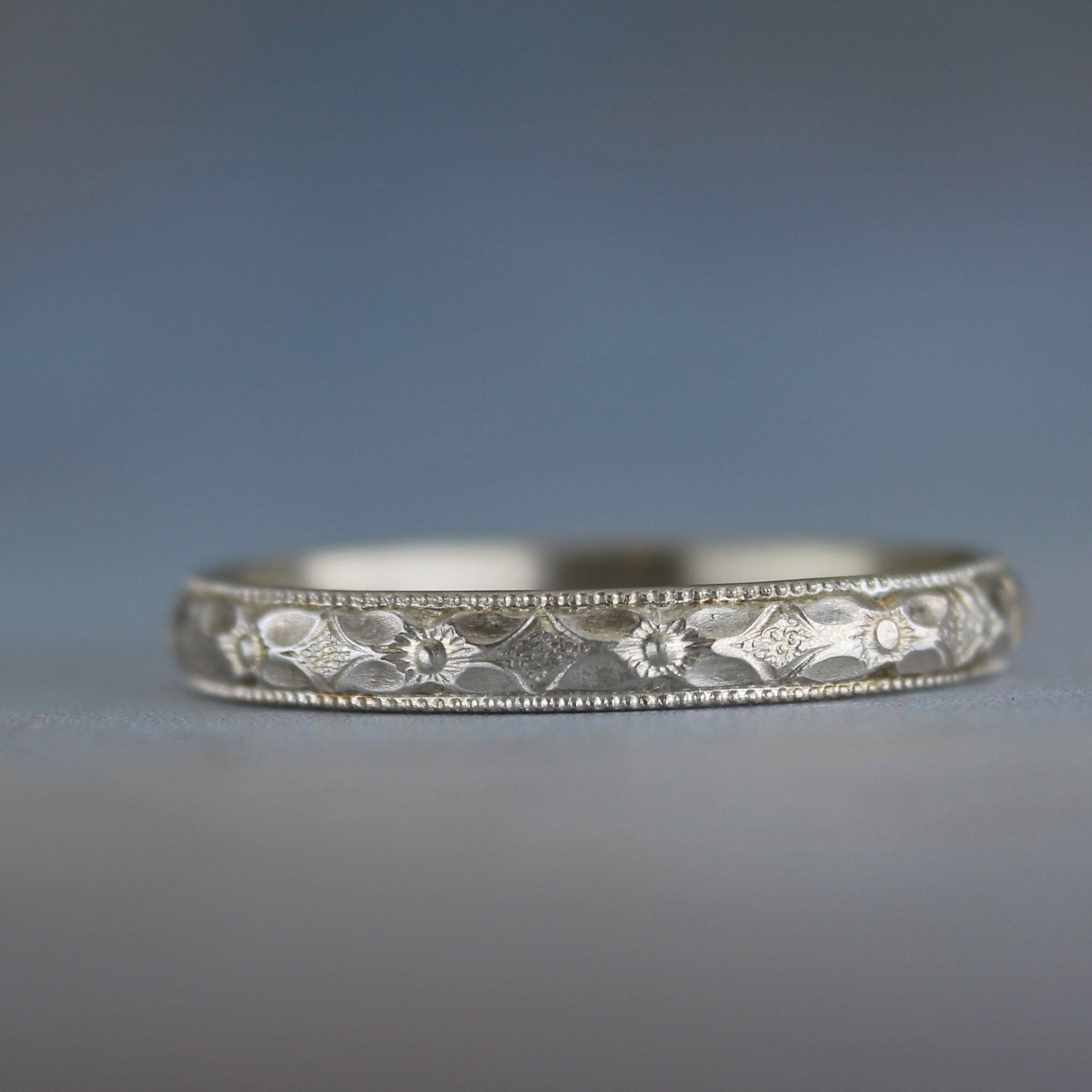 Garden inspired sterling silver stacking ring - bright finish