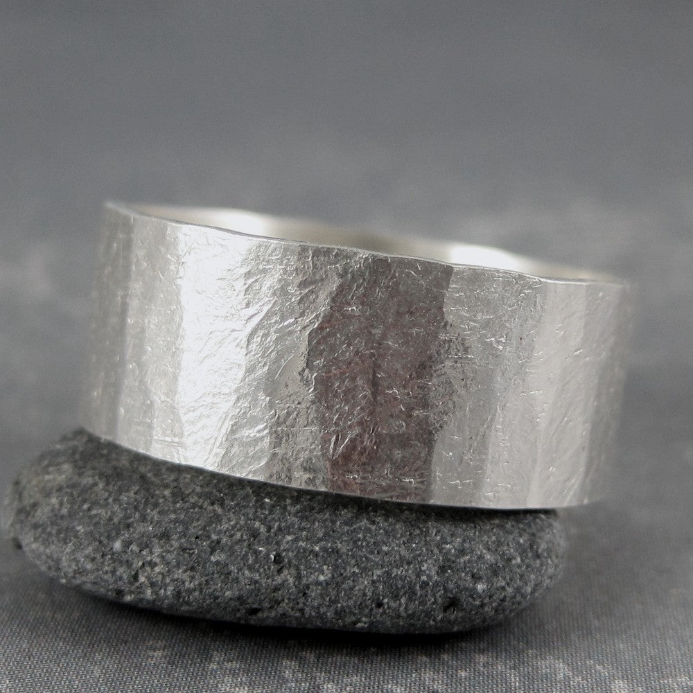 Wide silver ring with personalization