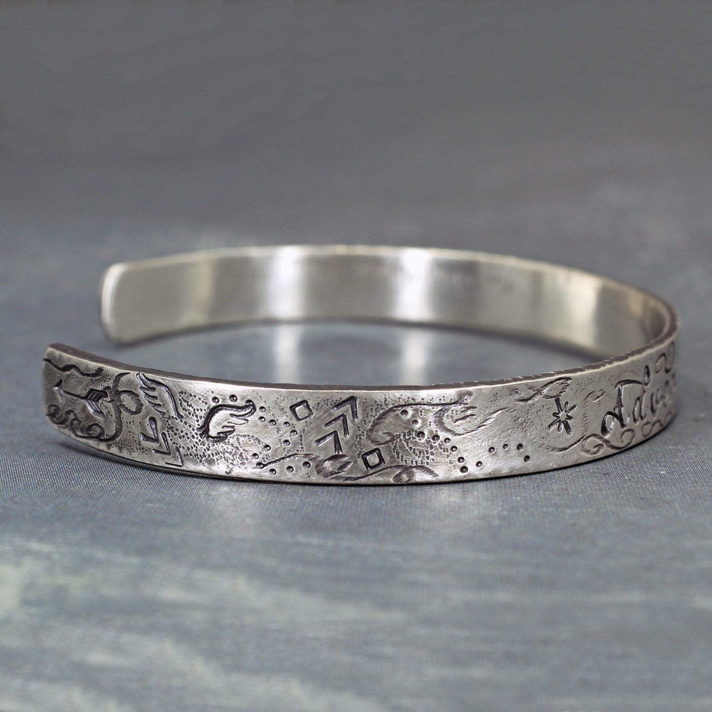 Side of silver bracelet
