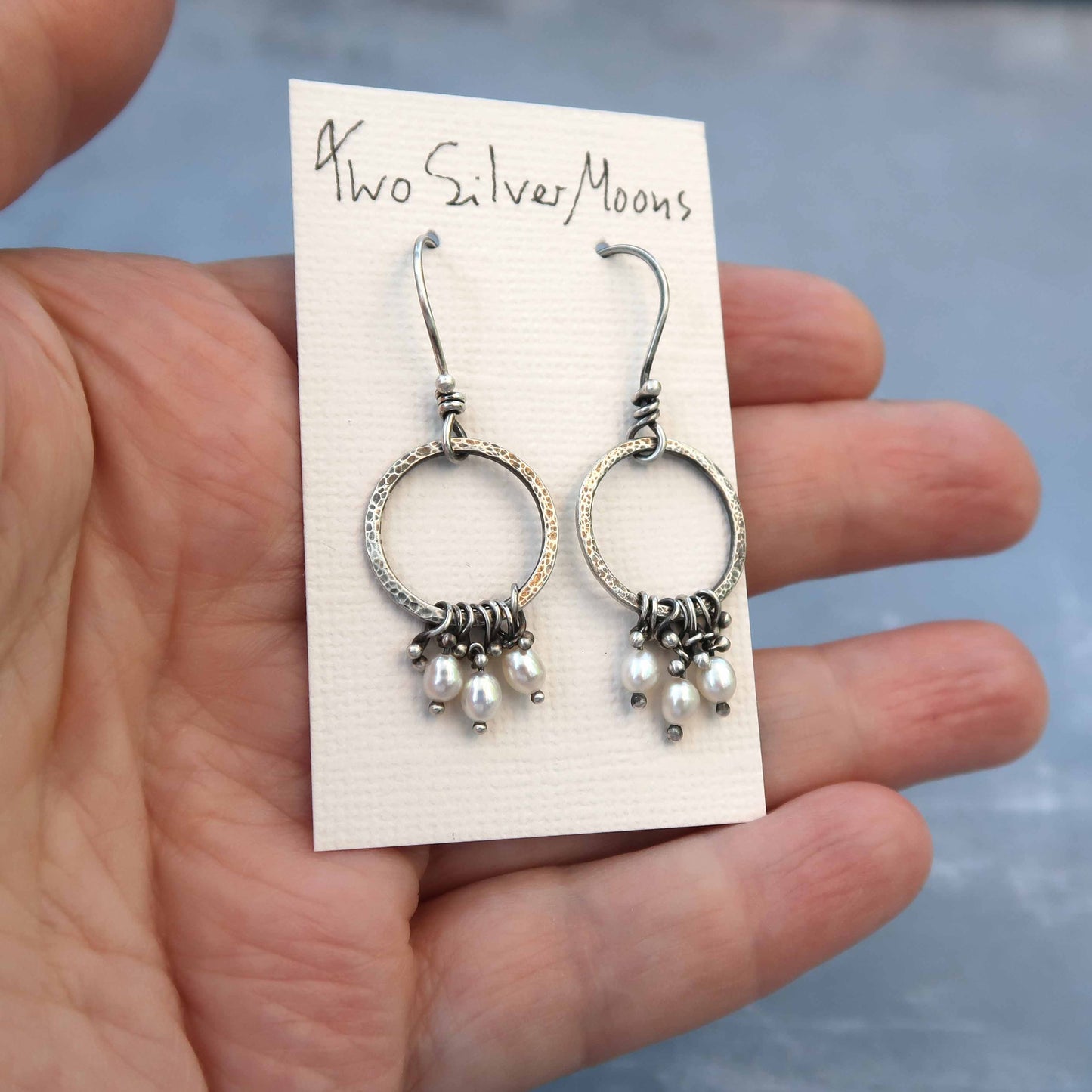 Unique pearl earrings in sterling silver