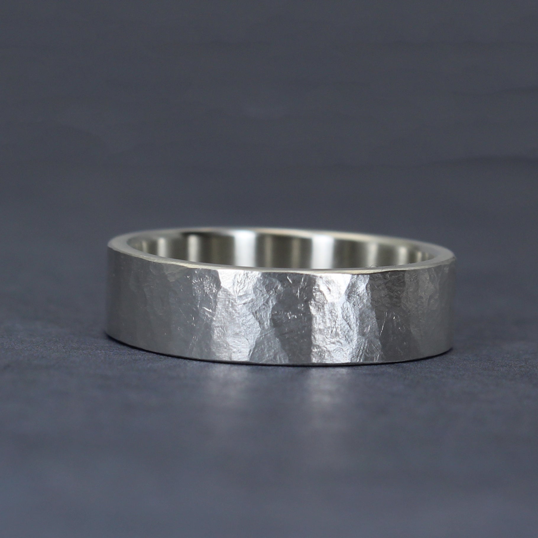 Rustic hammered sterling silver ring