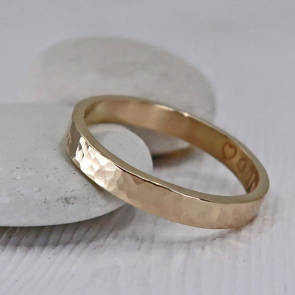 Hammered gold wedding band