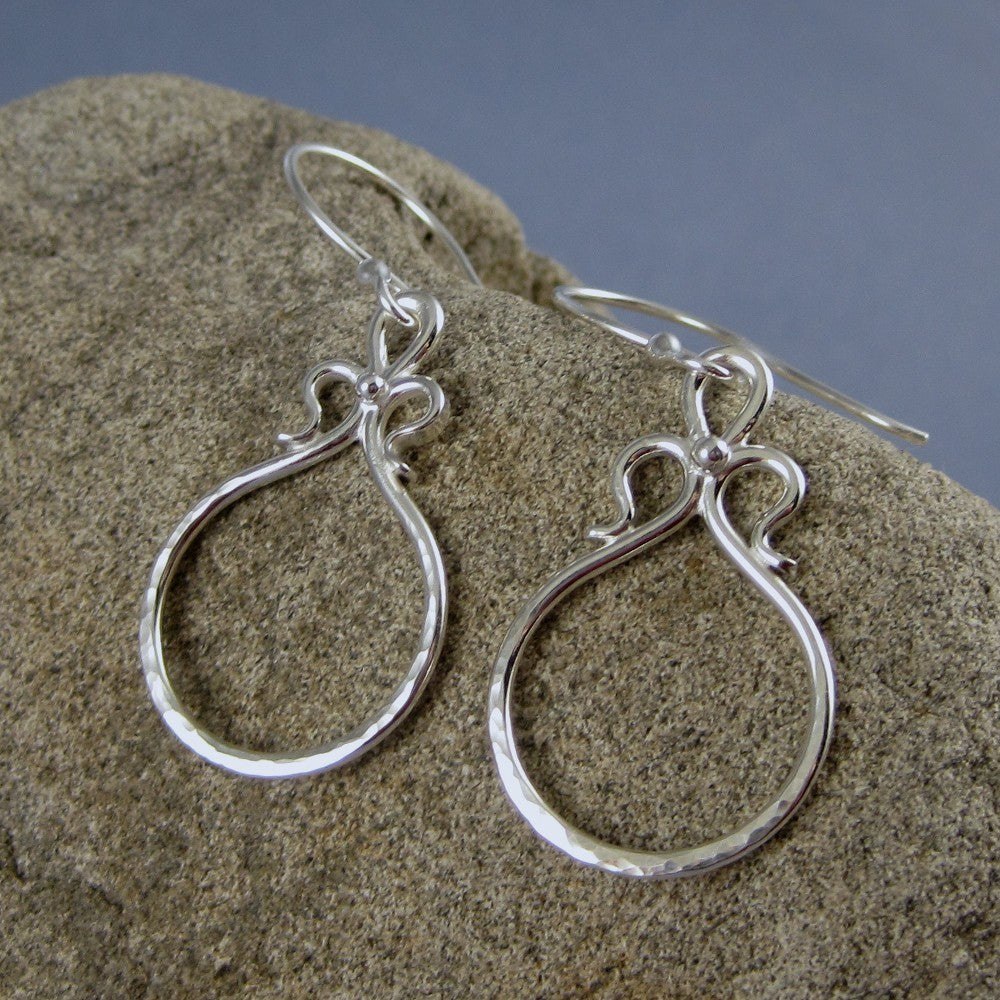 Unique sterling silver hoop earrings - Main Image