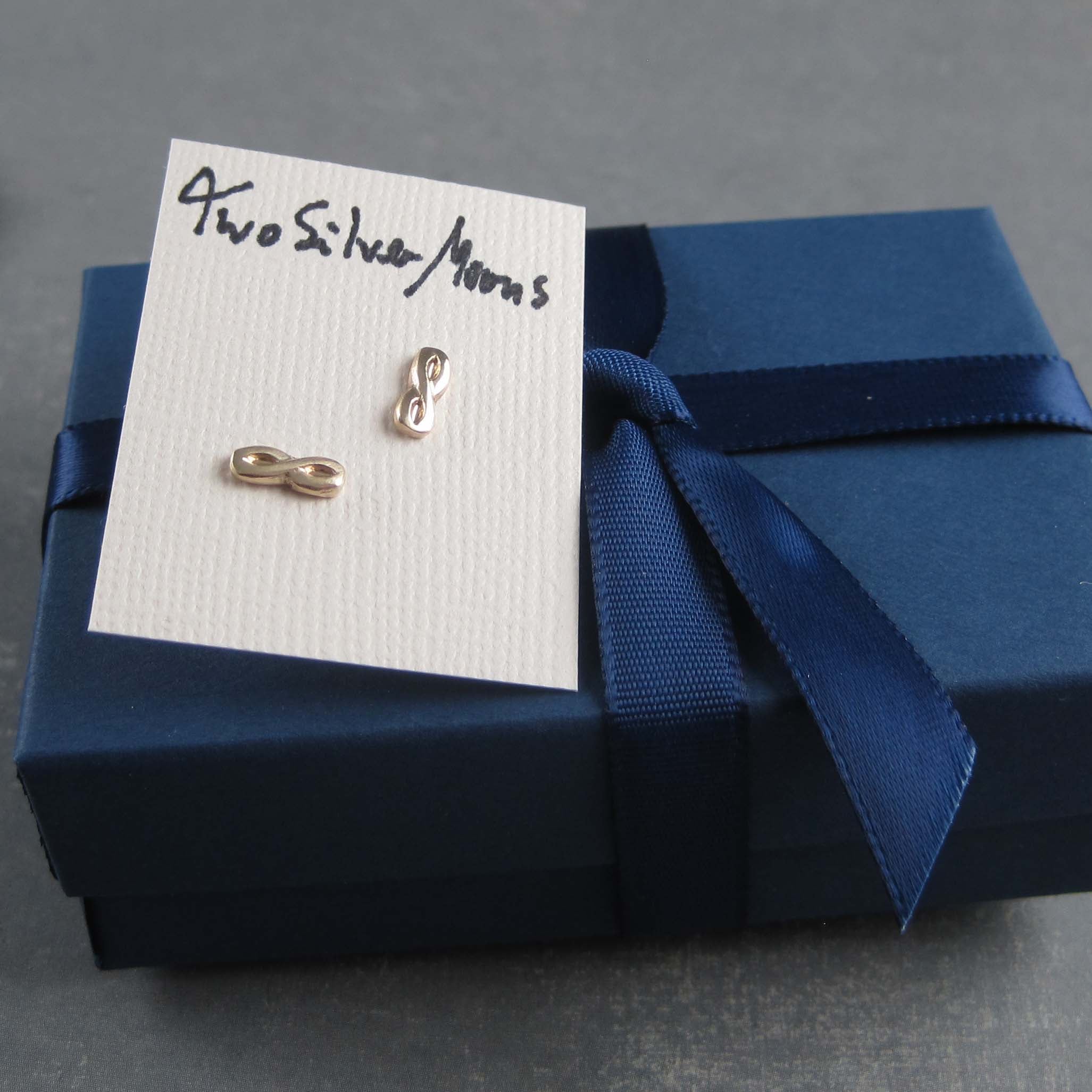 14k infinity earrings with packaging