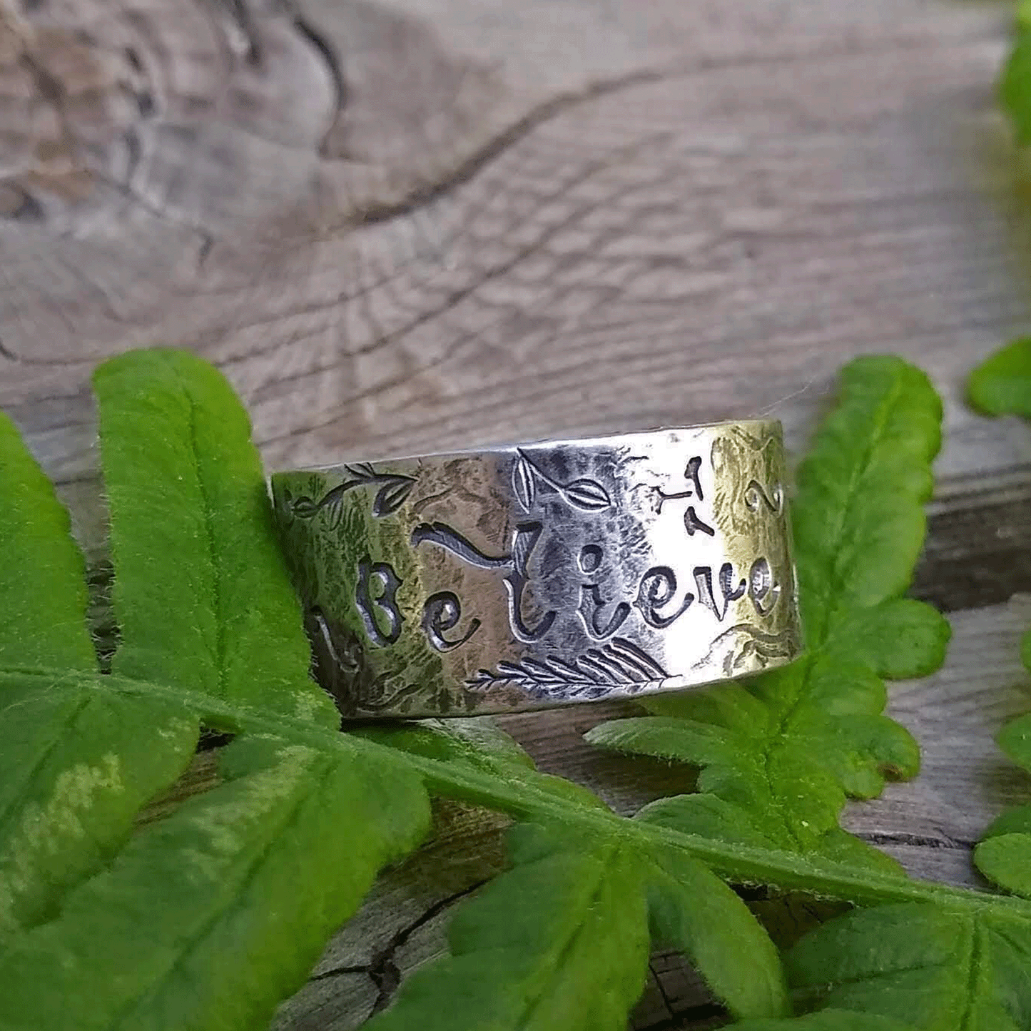 Believe Sterling silver ring