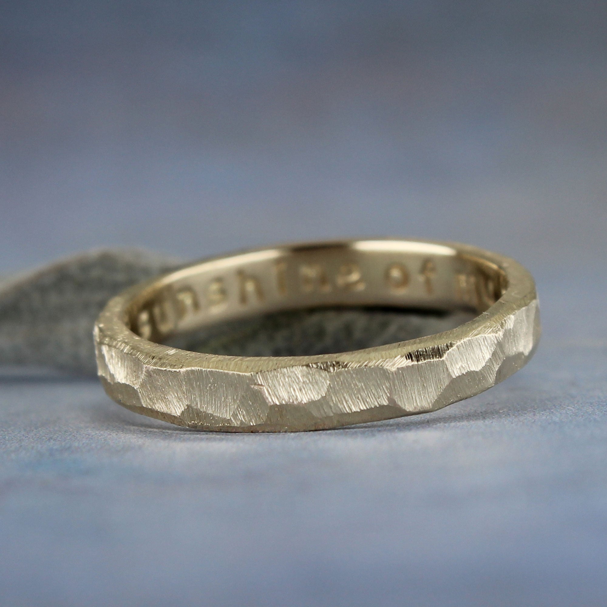 Rustic gold ring with custom engraving