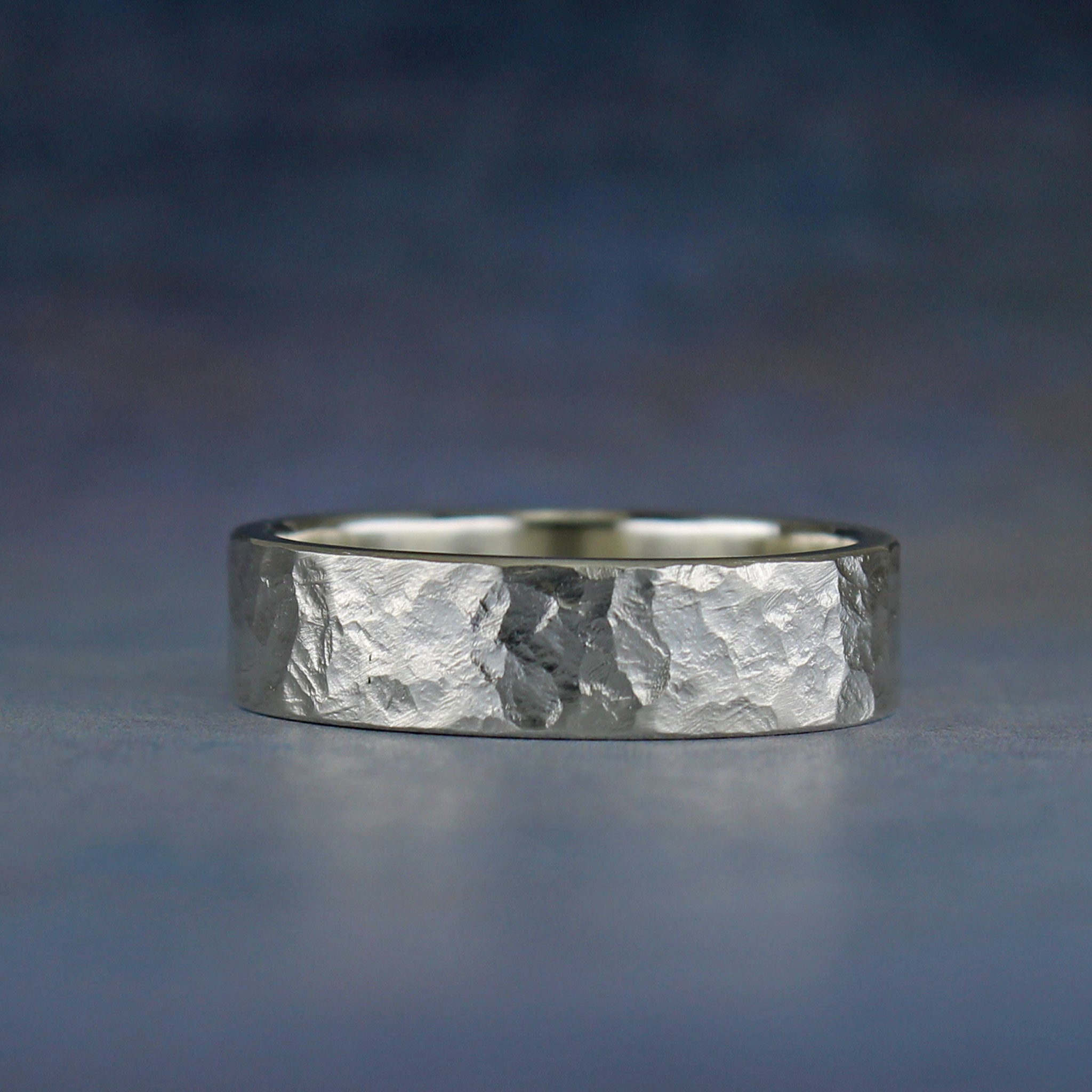 Rustic hammered sterling silver ring, 6mm wide, can be personalized