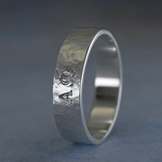 Greek symbols Alpha Omega on handmade sterling silver ring