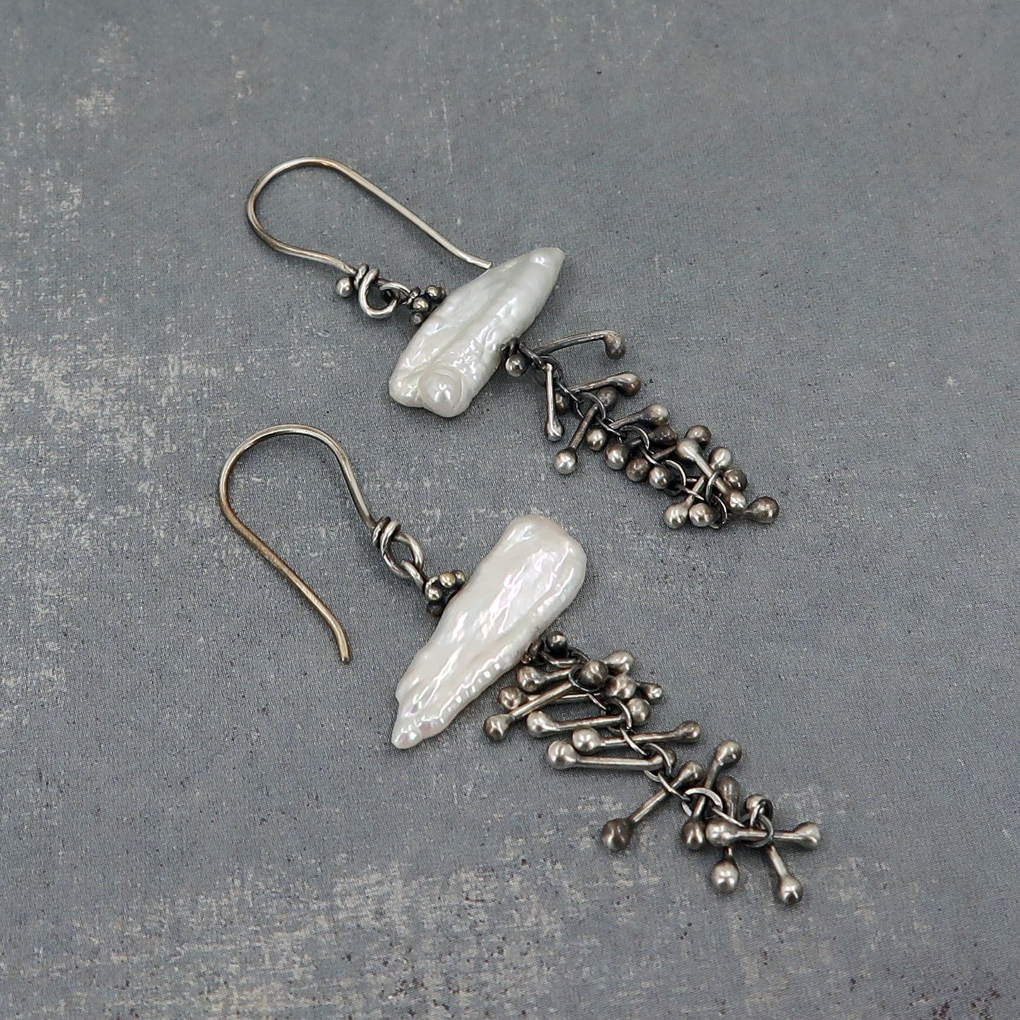Long pearl dangle earrings
