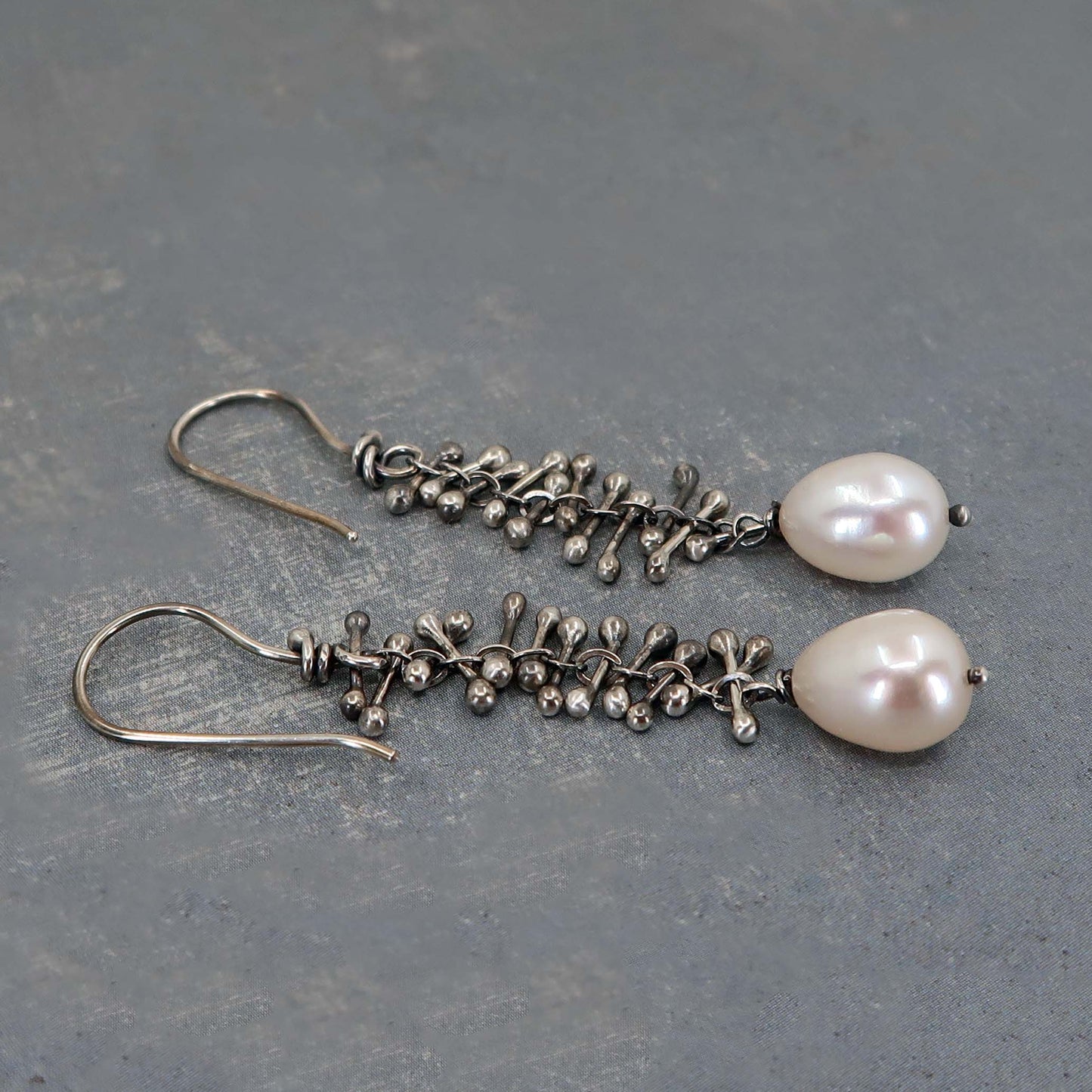 White teardrop pearl earrings