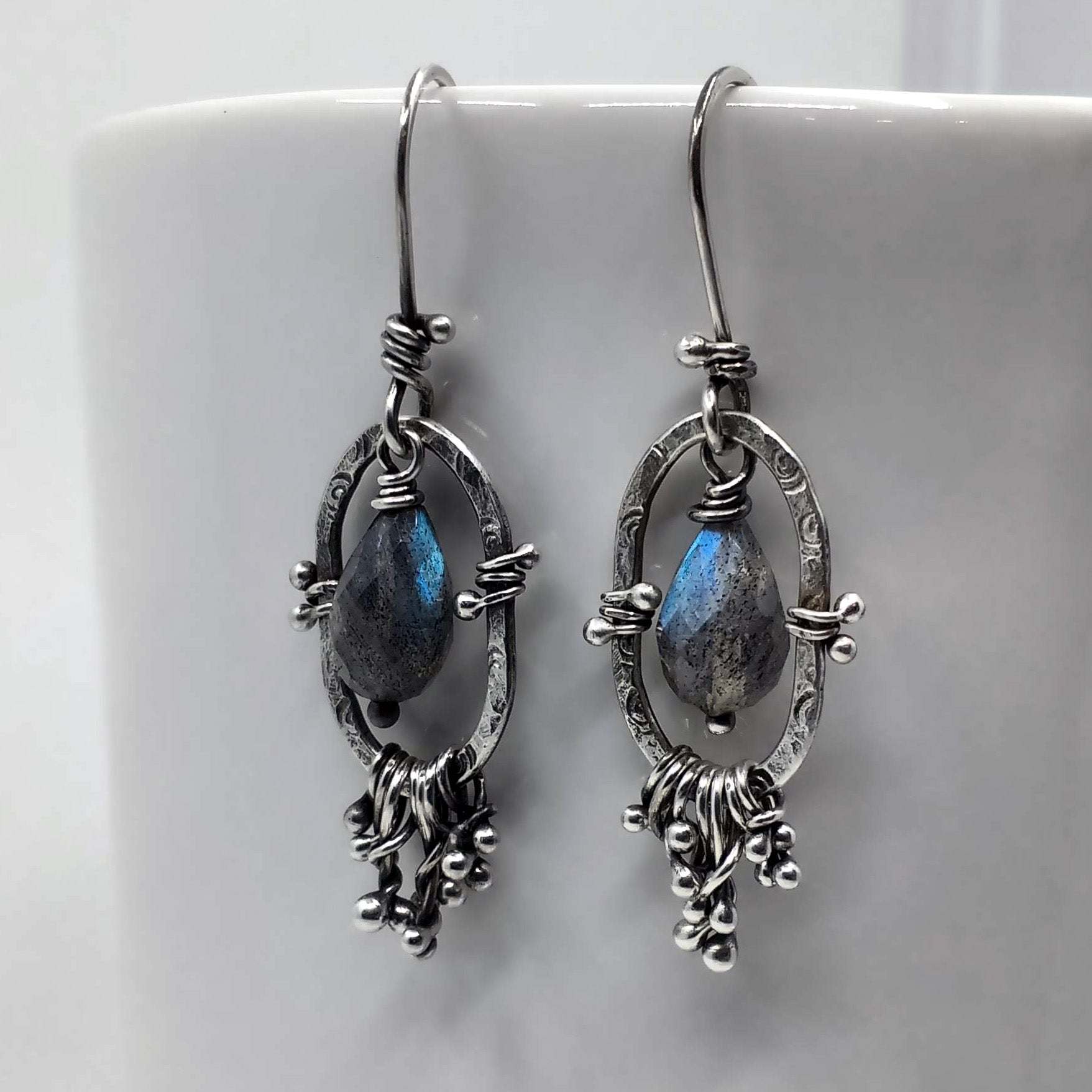 Artisan made sterling silver earrings with Labradorite