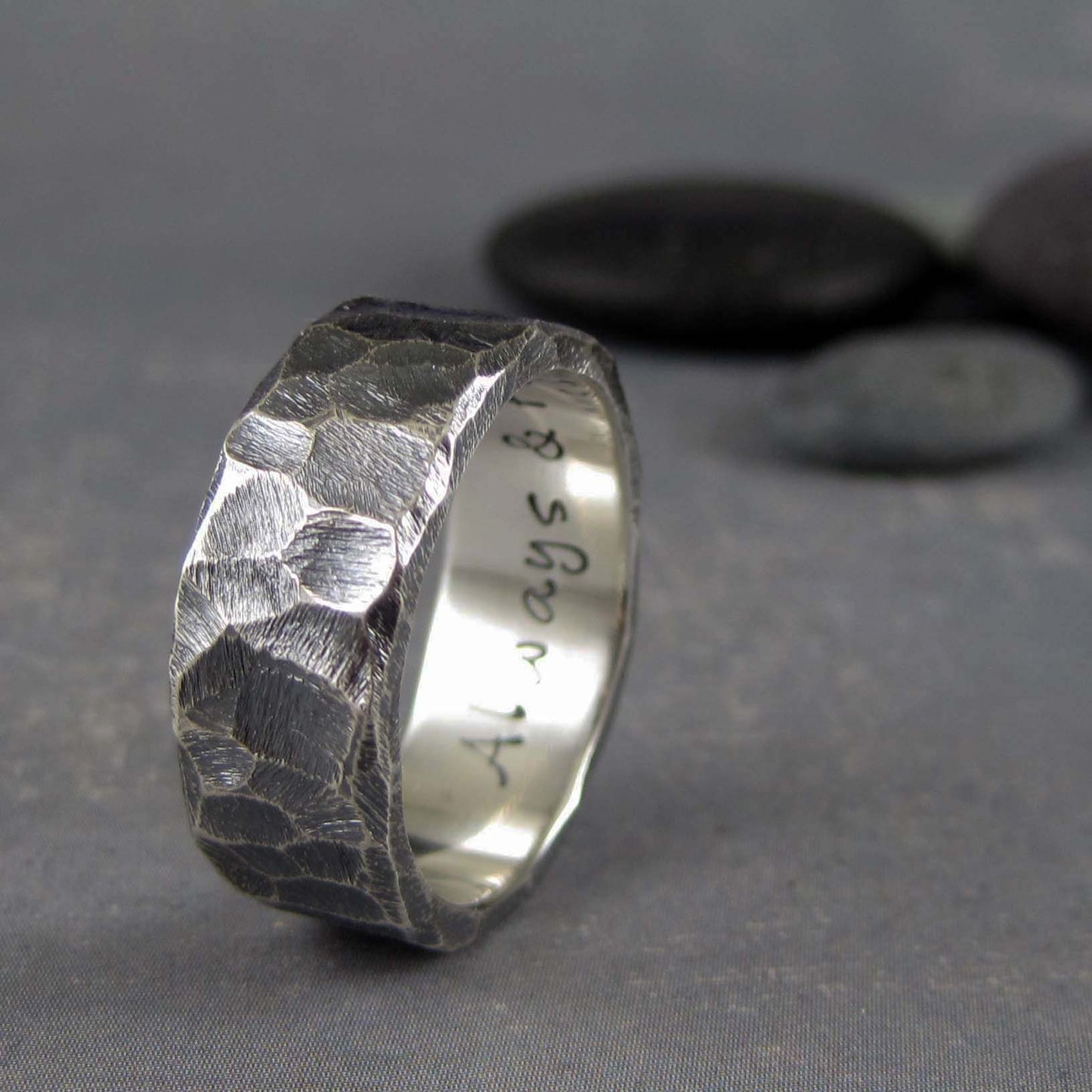 black silver wedding band