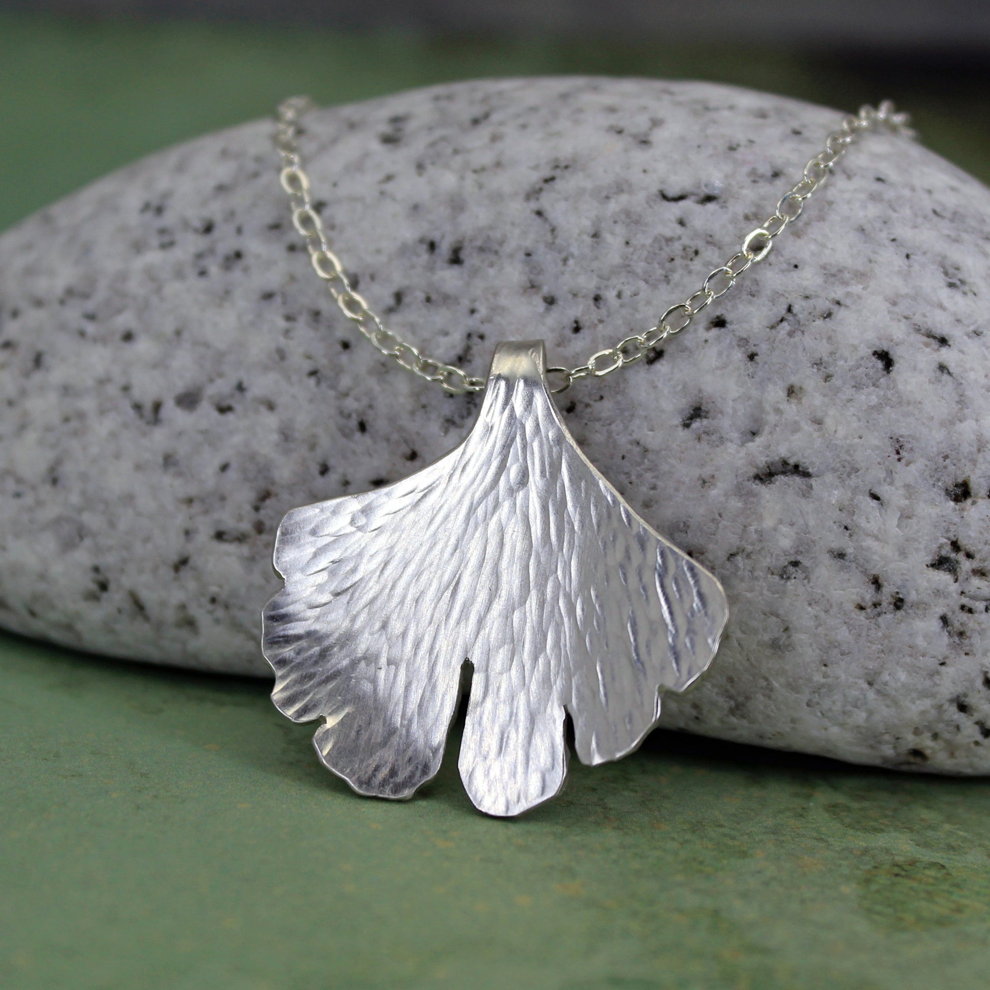 Ginkgo leaf necklace silver