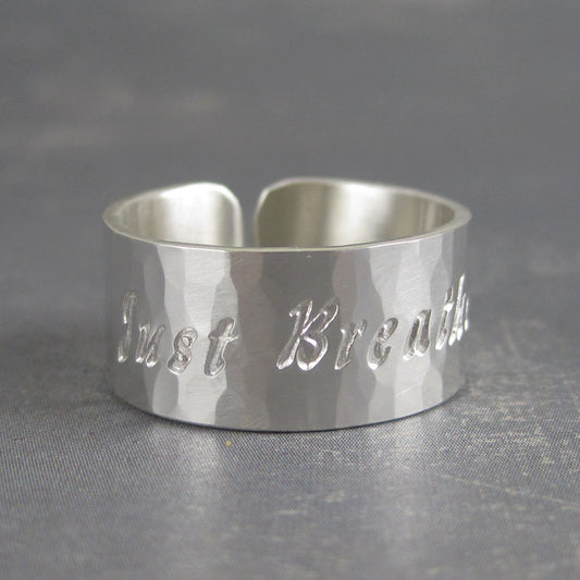 Just Breathe silver ring