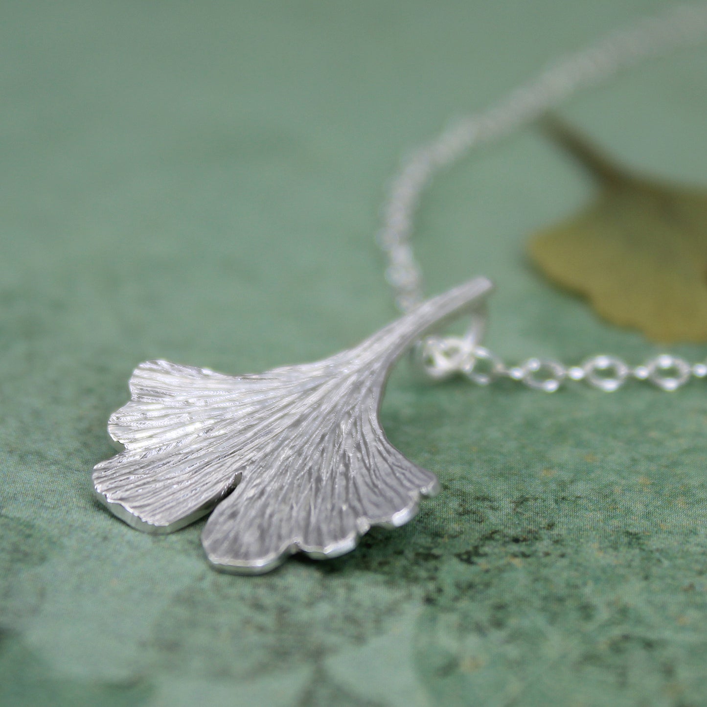 Sterling silver ginkgo leaf necklace