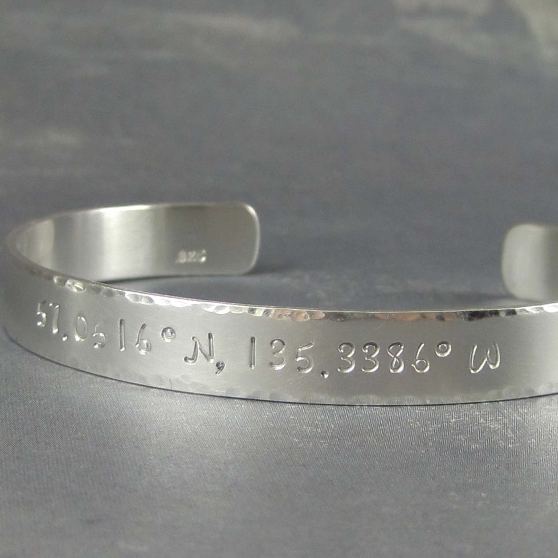 Longitude and Latitude bracelet in silver