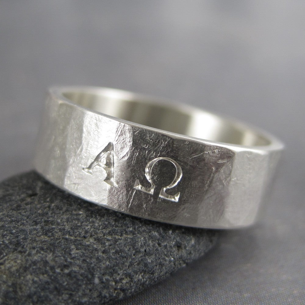 Sterling silver Alpha Omega ring – Two Silver Moons