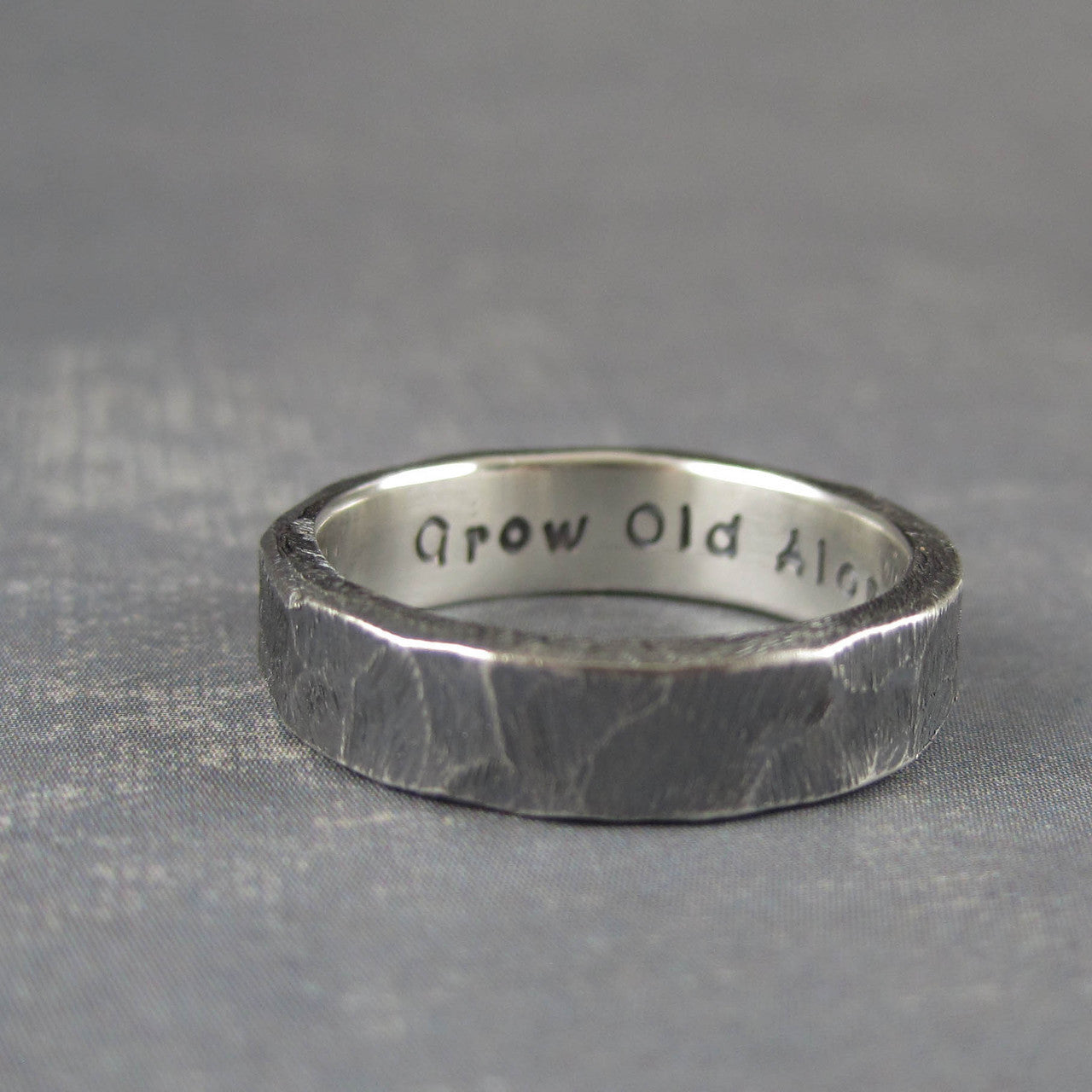 Engraved silver wedding deals bands