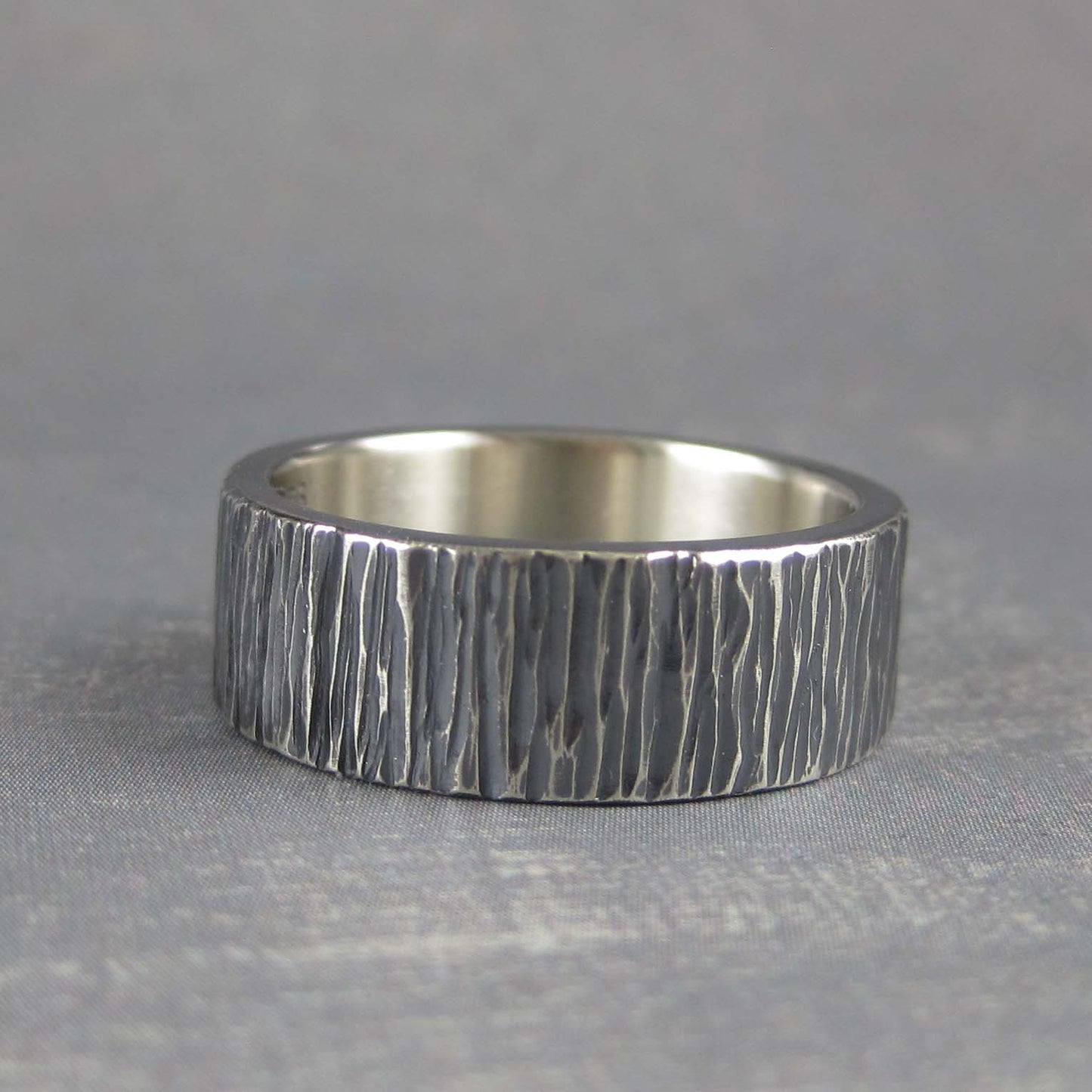 Black silver wedding band