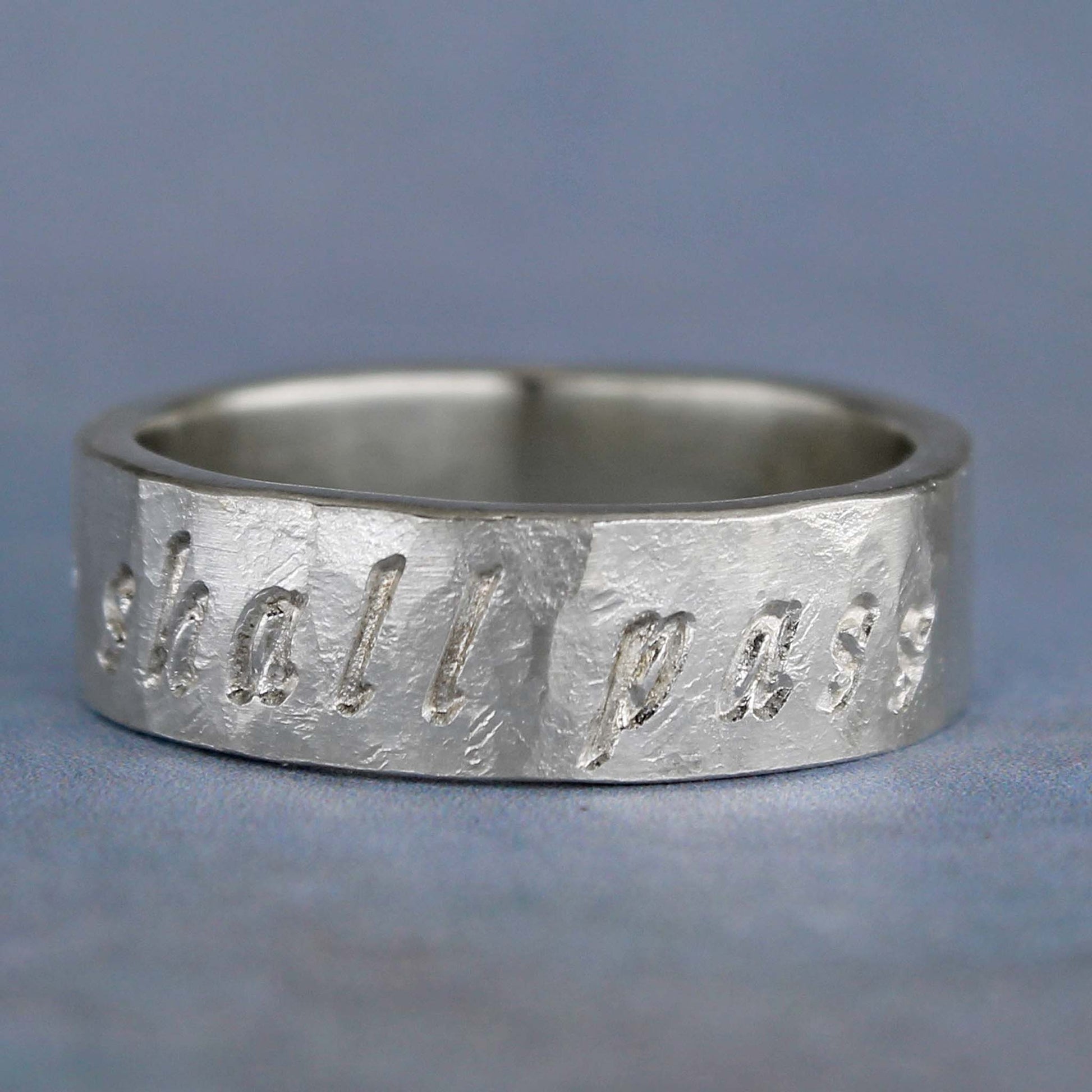 silver ring this too shall pass rustic finish