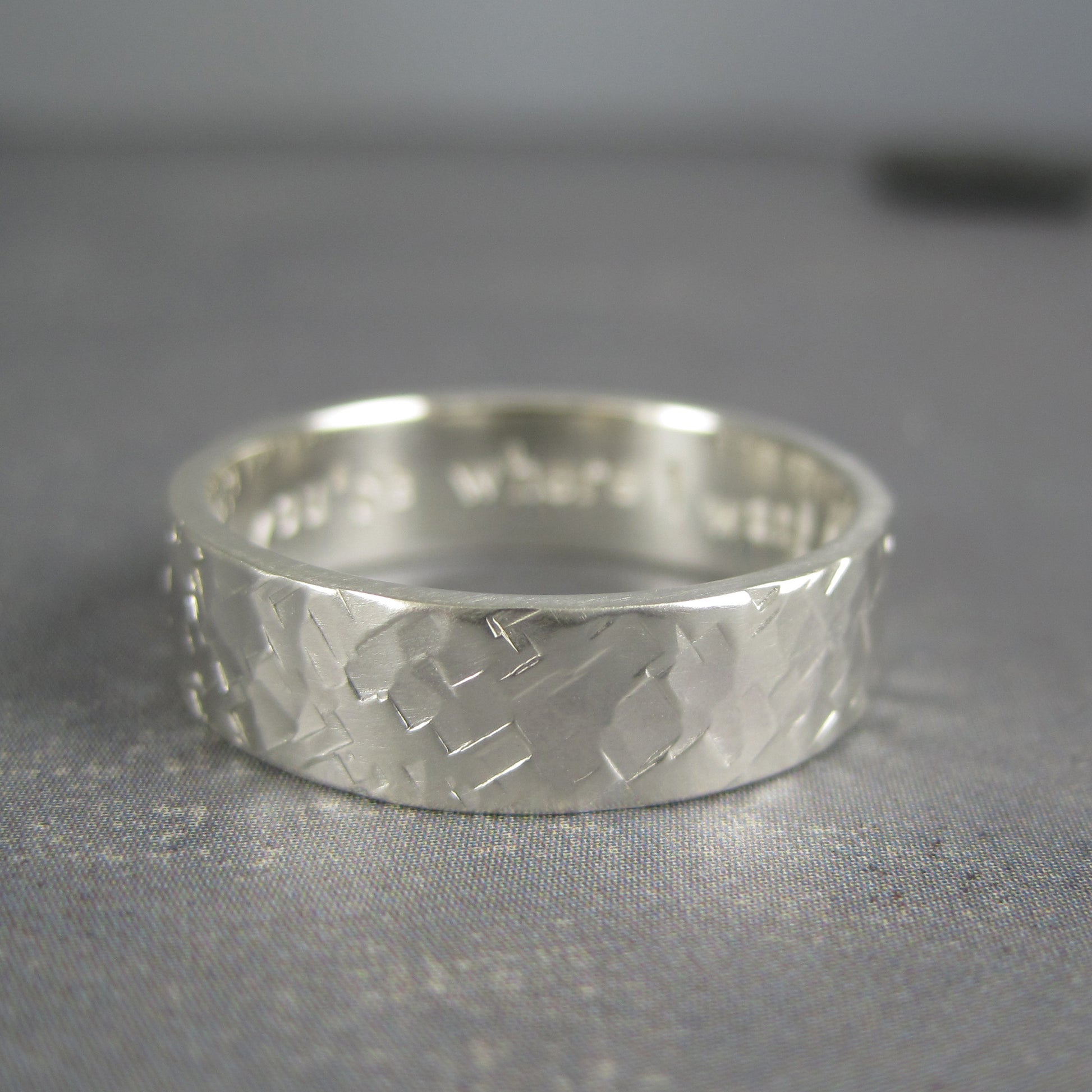 Engraved men's wedding ring