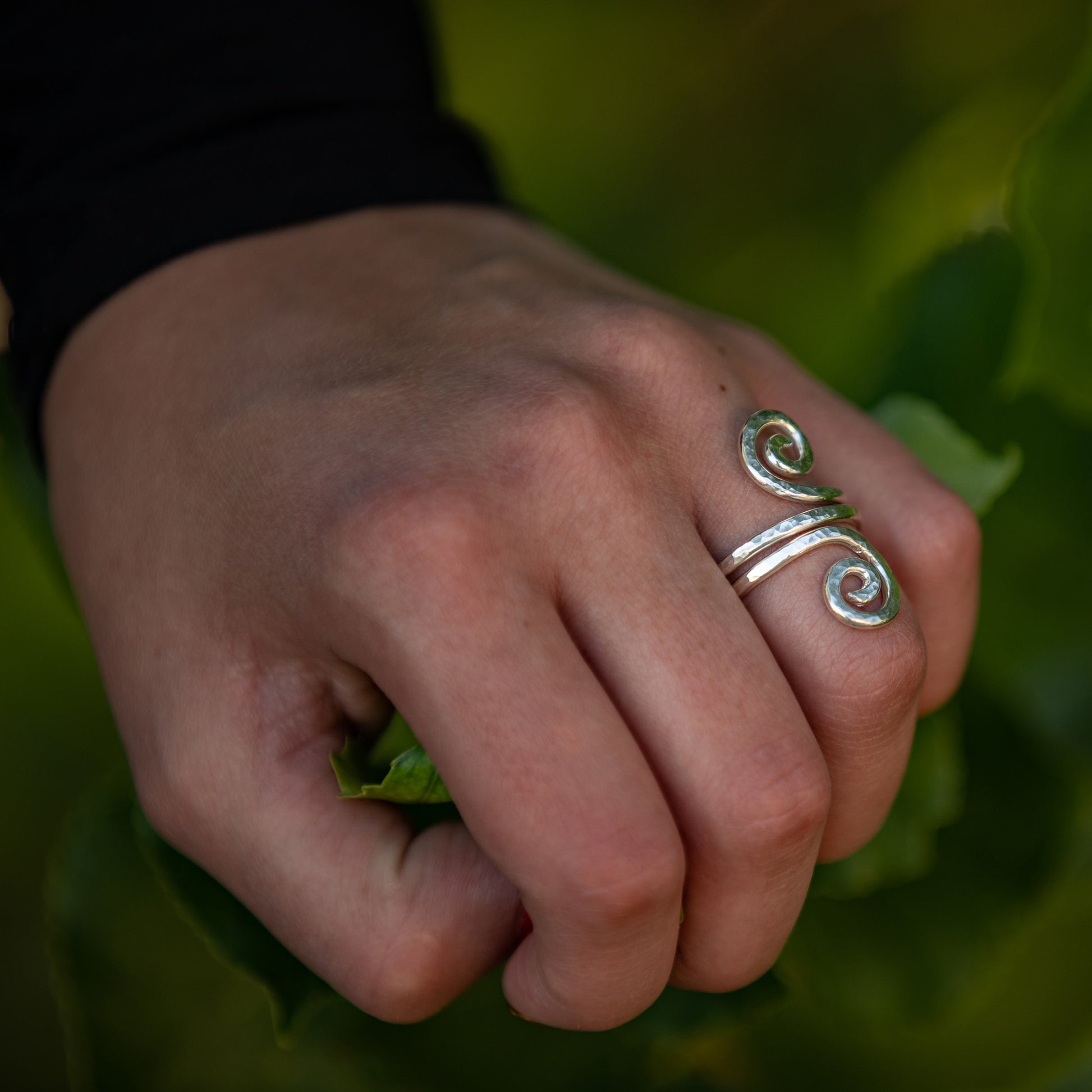 Silver spiral ring
