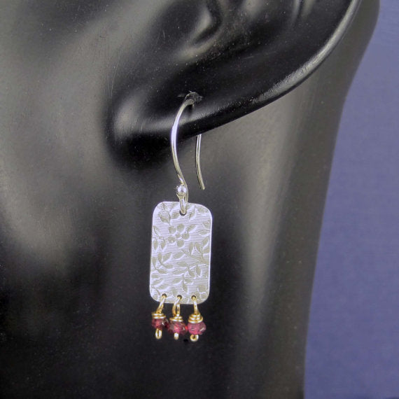 flower pattern earrings with gemstones